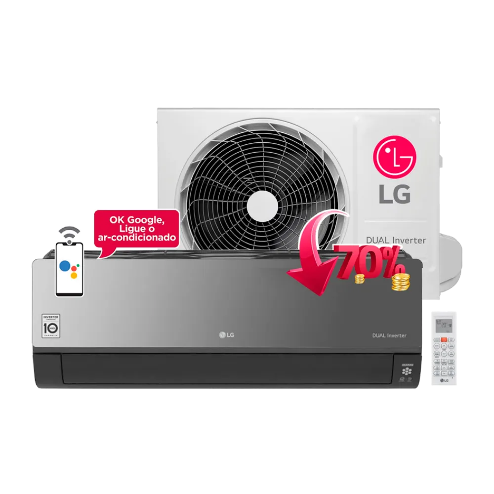 Ar Condicionado LG Dual Inverter Voice ArtCool UV Nano +IA 12000 Btus Quente e Frio 220v R-32